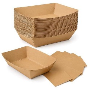 Paper Food Trays Disposable Paper, Kraft Serving Boats, Food Holder for Snacks French Fries Nachos Hot Dog  BBQ Party & Concessions - 1 of 4