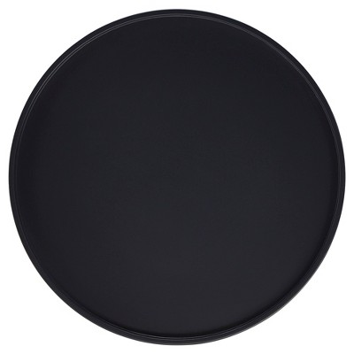 Black and Natural Round Metal Tray Top Accent Table