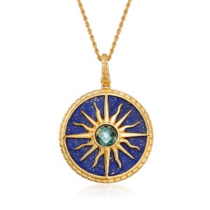 Ross-Simons Lapis and 1.30 Carat London Blue Topaz Sun Pendant Necklace in 18kt Gold Over Sterling - 1 of 4