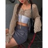 Coolmee Women's Cropped Cardigan Hollow Out Tie Up Long Bell Sleeve Sheer Crochet Shrug Bolero - 3 of 4