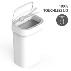 Nine Stars 50L/13.2gal Motion Sensor Trash Can Off White: Slim Expandable Indoor Garbage Pail, Battery Operated - 1 of 4