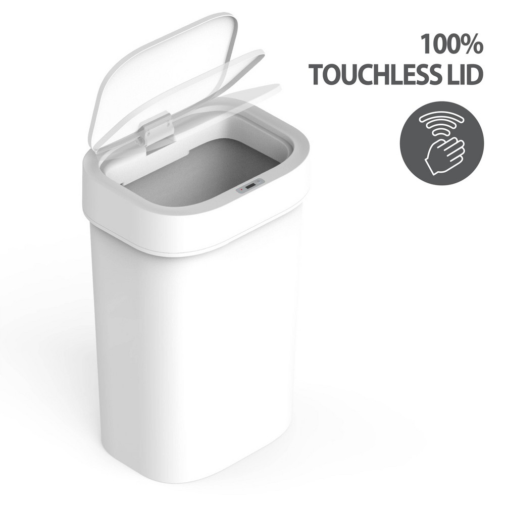 Photos - Waste Bin Nine Stars 50L/13.2gal Motion Sensor Trash Can Off White: Slim Expandable Indoor Garbage Pail, Battery Operated