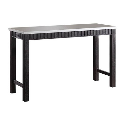 60" Weathered Espresso Marble Top Counter Height Dining Set