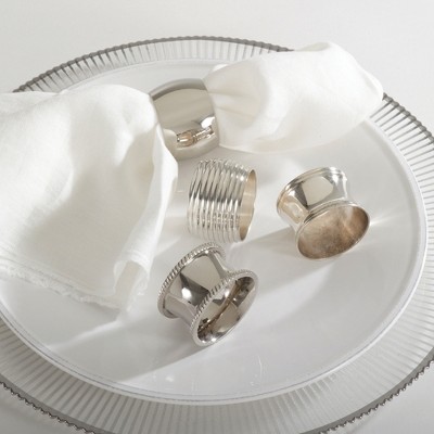 Silver Round Napkin Rings Set of Four