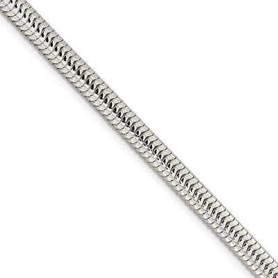 Black Bow Jewelry Men's 6mm Sterling Silver Solid Classic Round Snake Chain Necklace