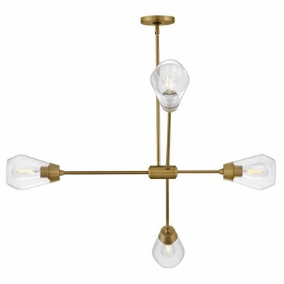 Livie Lacquered Brass 4-Light Sputnik Chandelier with Clear Glass