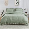 Sage Green Ruffled Duvet Cover Twin, Soft Washed Microfiber Vintage French Country Duvet Cover Set for Kids Girls - 3 of 4