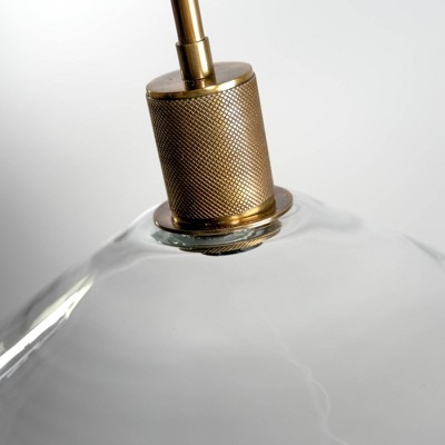 Antiqued Brass and Clear Glass Cone Pendant Light