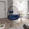 ALAULM Egg Swing Chair Indoor Outdoor Patio Wicker Rattan Hanging Egg Chair with Stand, Hammock Swing with Cushioned Headrest, 350LB Capacity - 2 of 4