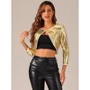 Allegra K Women's Sequin Sparkly Party 3/4 Sleeve Open Front Crop Bolero Shrug - 2 of 4
