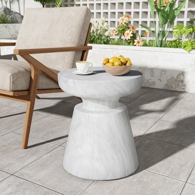 Christopher Knight Home Heike Outdoor Modern Travertine Lightweight Concrete Side Table