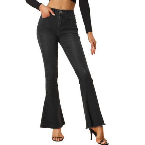 Unique Bargains Women's Corduroy Flare Pants Elastic High Waist Bell Bottom  Trousers 