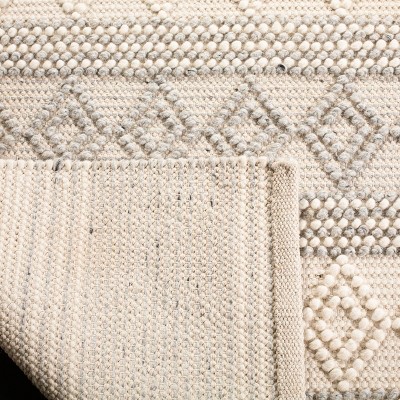 Ivory and Gray Handmade Wool 9' x 12' Area Rug