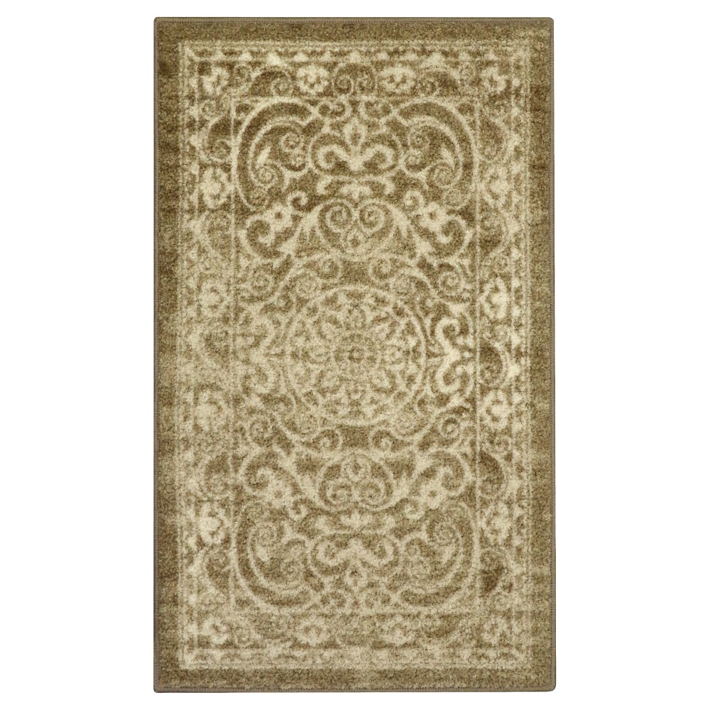 1'8inx2'10in Scroll Tufted Accent Rug Khaki - Maples
