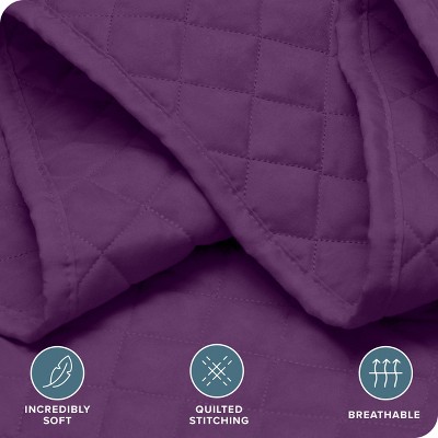 Plum Twin/Twin XL Diamond Stitched Microfiber Coverlet Set