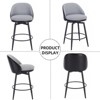 Set of 2 Counter Swivel Bar Chair with PU Leather + Linen Fabric for Bar, Kitchen Island, Dining Room, Armless, Easy to Assembly - 2 of 4