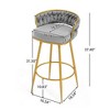 DSVIMOY Counter and Bar Stool Set of 2 Modern Swivel Stools with Hand Woven Backrest and Gold Legs for Kitchen and Dining, Gray, 27"*21.75"*14.5" - 3 of 4