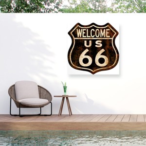 Trademark Fine Art - "Route 66 Distressed Welcome" Outdoor Canvas - 1 of 4