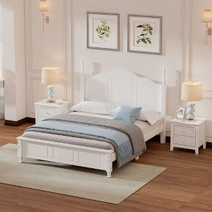 NicBex Full/Queen Vintage Platform Bed Frame with Headboard,Retro Style Wood Platform Bed,No Box Spring Needed,Easy Assembly,Walnut/White - 1 of 4