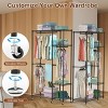 Racxily 4 Tier Heavy Duty Garment Rack with Wheels Carbon Steel Clothing Rack Portable Wardrobe Clothes Rack with 3 Hanging Rods 6 Footrests - 2 of 4