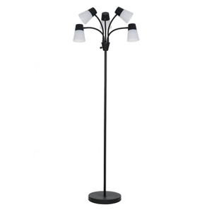 LED Adjustable 5-Head Floor Lamp Black/White (Includes Energy Efficient Light Bulb) - Room Essentials