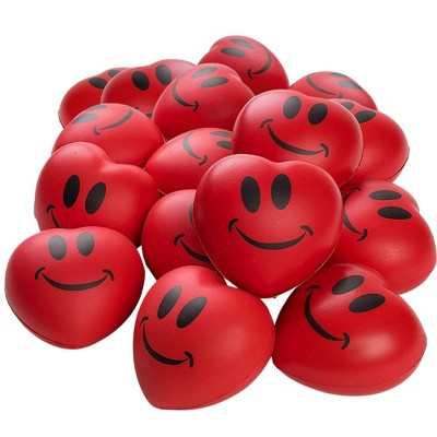 Neliblu 3 Valentines Day Red Hearts with Smile Face Stress Ball, 2 Dozen,  Red