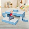 Costway Children Modular 6-Piece Combination Sofa Set with PU Leather Cover for Playroom Pink/Blue/Colorful - 3 of 4