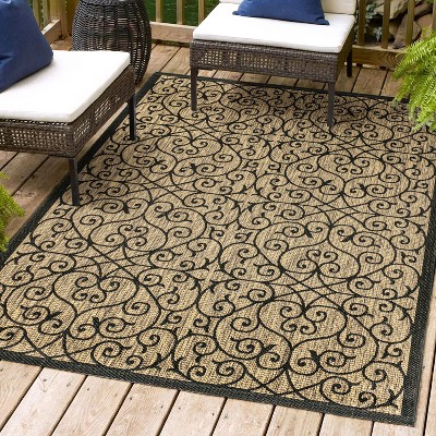 Madrid Vintage Boho-Chic Black/Khaki Flatweave 4x6 Area Rug