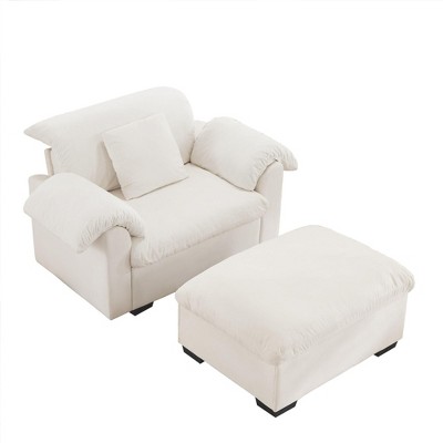 NicBex Velvet Accent Chair with Ottoman,Upholstered Living Room Chairs with Storage Function Cushion and Pillows,Accent Chairs for Living Room