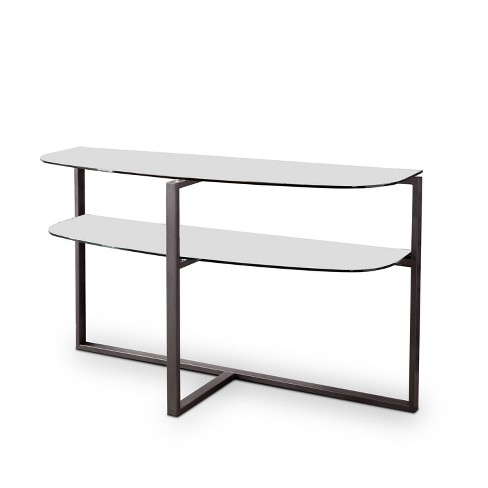 Muria Multi Top Design Sofa Table With, Black Metal Sofa Table With Glass Top