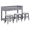 Nagu 4-Piece Dining Table Set For 3,Dining Table Modern With 3 Drawers,Dining Set Table With 3 Rubber Wood Dining Chairs-Maison Boucle - 4 of 4