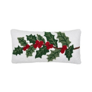 C&F Home Holly Sprig Hooked Small Petite Throw Pillow - 1 of 4