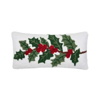C&F Home Holly Sprig Hooked Pillow