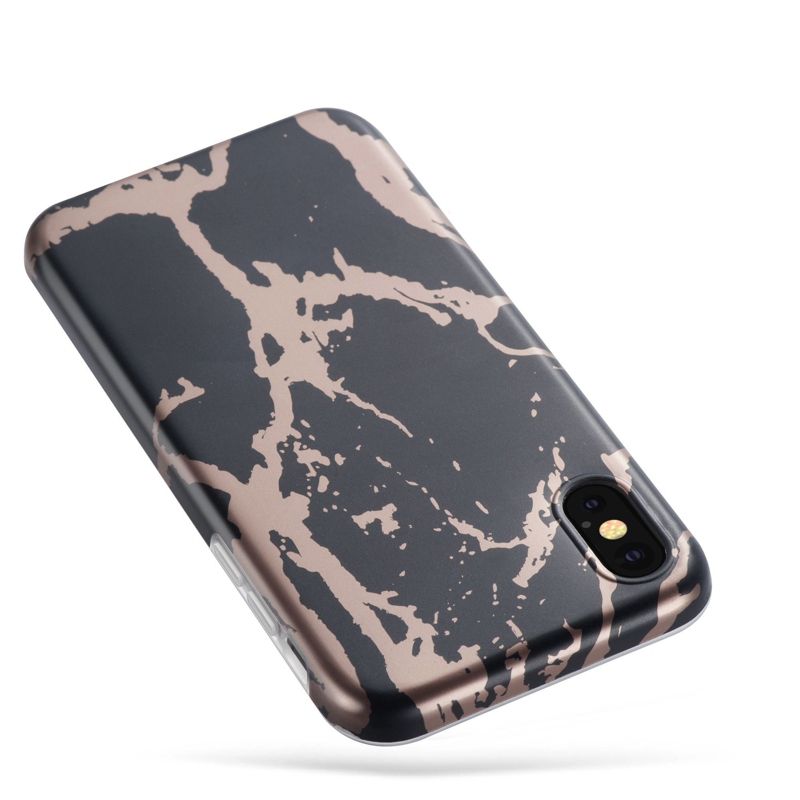 Insten Protective Marble & Rose Gold Design IMD TPU Phone Case for Apple iPhone XS / iPhone X, 5 of 10