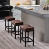 INFURNIC Counter And Bar Stools Saddle Bar Stool Kitchen Stools, Modern Minimalist Fixed Height Chair Without Backrest, Brown, 17.5"*12.7"*24.2" - 4 of 4