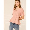 INSPIRE CHIC Women's Scoop Neck Puff Sleeve Elastic Waist Peplum Top - 3 of 4