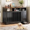 48'' Escape-Proof Dog Crate Furniture, Farmhouse Dog Kennel with Pull-Out Bowl & Storage Drawers, for Small Medium Dogs - 3 of 4