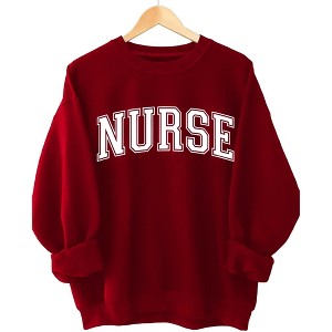 Plus Size Sweatshirts Nurse Letter Print Shirt with Crew Neck Long Sleeve NURSE Print Pullover Plus Size Sweatshirts - 1 of 3