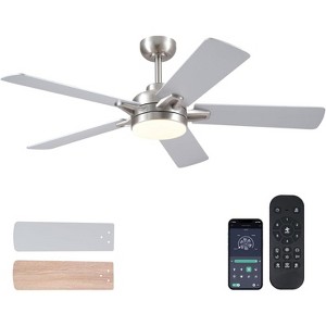 52 Inch Downrod Ceiling Fan with Light and Remote and APP Control Suitable for Sloped Ceiling - 1 of 4
