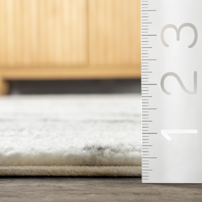 Ivory and Gray Stripe Wool 4' x 6' Washable Area Rug