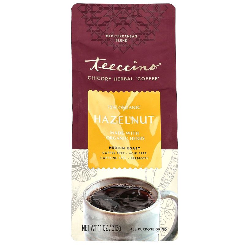 Teeccino Chicory Herbal Coffee, Hazelnut, Medium Roast, Caffeine Free, 11 oz (312 g), 1 of 3