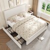 Upholstered Platform Bed Frame with Storage Drawers, Corduroy Wingback with Tufted Headboard and Footboard, No Box Spring Needed - 3 of 4
