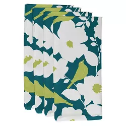 4pk 22"x22" Modfloral Floral Print Napkins Teal - e by design