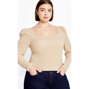 Women's Plus Size Mysteria Top - latte | CITY CHIC - 1 of 4