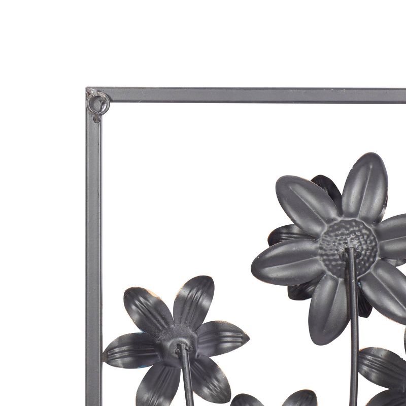 Metal Floral Wall Decor with Black Frame Set of 2 Gray - Olivia &#38; May, 5 of 19