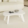FURNIinspire Coffee Tables Minimalist White Imitation Marble Cloud Shaped MDF with Solid Wood Legs for Dining Living Room, White, 47.2"*34.2"*14" - 2 of 4