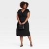 Women's Short Sleeve Ruched Front Midi Shift Dress - Ava & Viv™ - 3 of 3