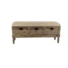 Carved Wood and Upholstered Storage Bench with Drawers - Olivia & May: Farmhouse Ottoman, Entryway Seating - 3 of 4