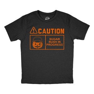 Youth Funny T Shirts Caution Sugar Rush In Progress Sarcastic Halloween Graphic Novelty Tee For Kids - Crazy Dog Youth T Shirt For Halloween Season - 1 of 4