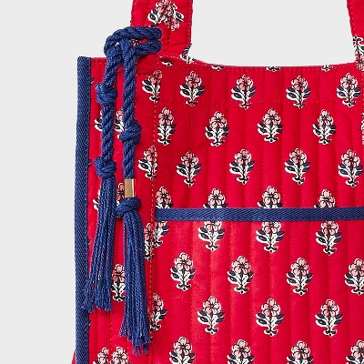 Сумки Universal Thread Floral Print Quilted Tote Bag with Tassel - Universal Thread™ Red — фото 4